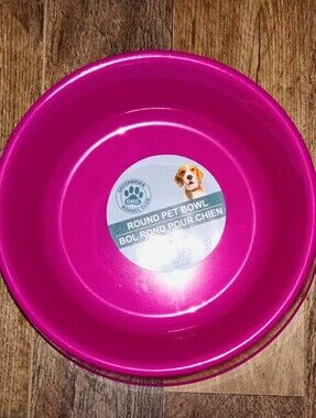 Pink Plastic Pet Dog Cat Water Food Bowl